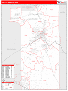 Santa Fe Metro Area Digital Map Red Line Style